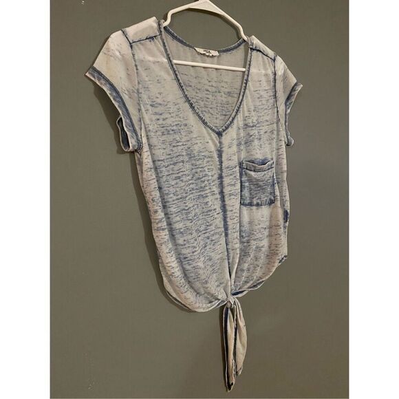 JACK BY BB DAKOTA Blue Tie Cropped Top Size Small - Picture 3 of 4